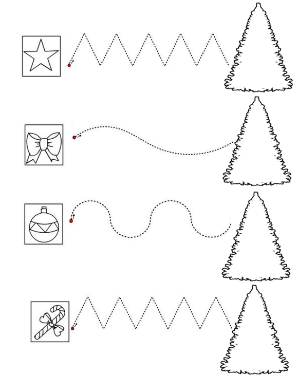 This is free tracing worksheet for kindergarten based on Christmas theme.