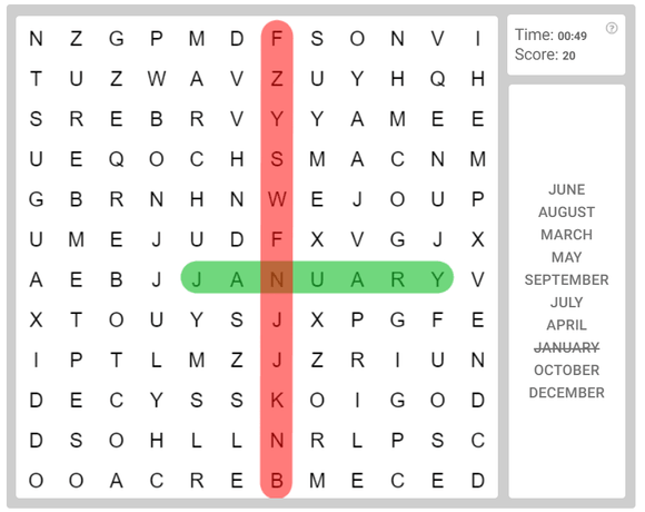 Online word search puzzle for kids