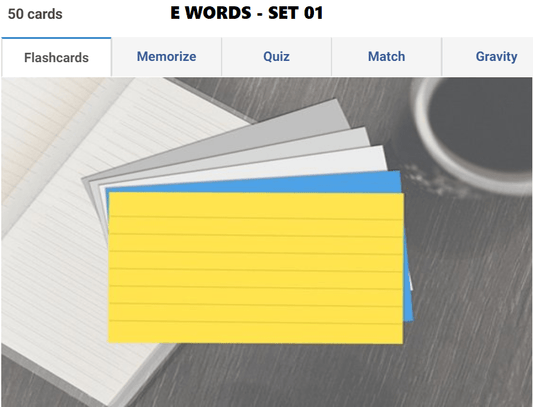 Online Flashcards to learn E Words - Set 01