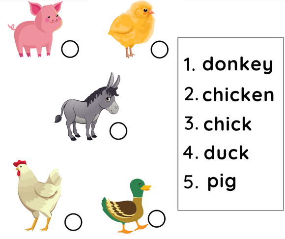 Download free kindergarten worksheets on farm animals.