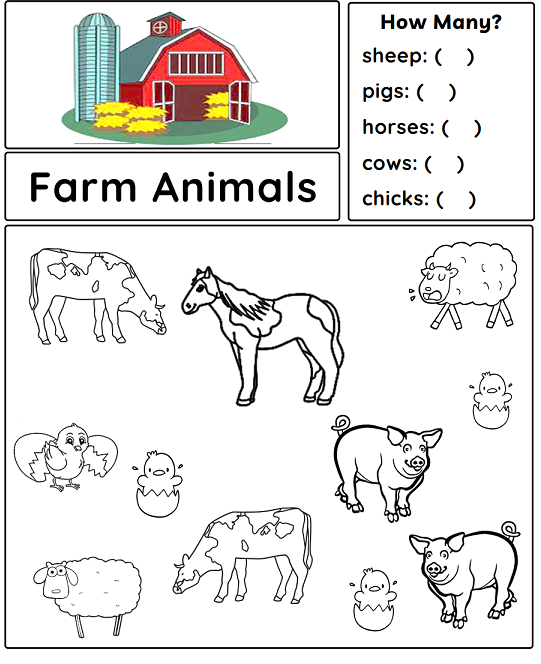 Free Kindergarten Worksheets - Animals 05 | Olympiad tester