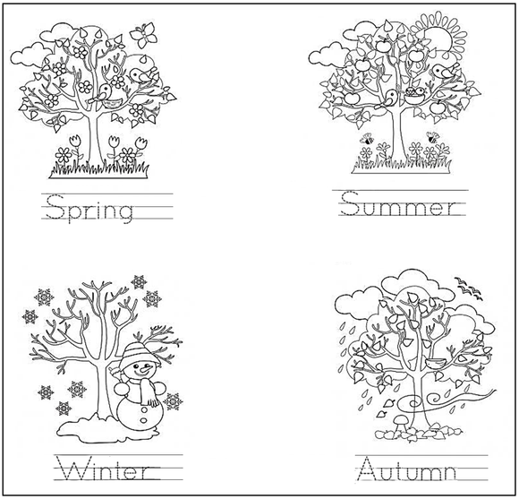 Download the free preschool worksheet on weather and seasons.