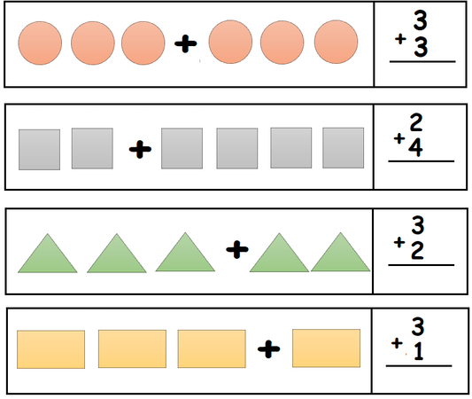 Colorful shapes including circles, squares, triangles, and rectangles in different sizes and colors.