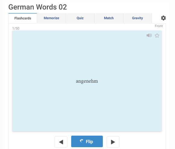 Free online German English flashcards to master 2000 common words