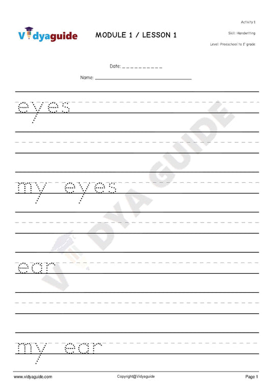 Handwriting worksheets for kids - 01
