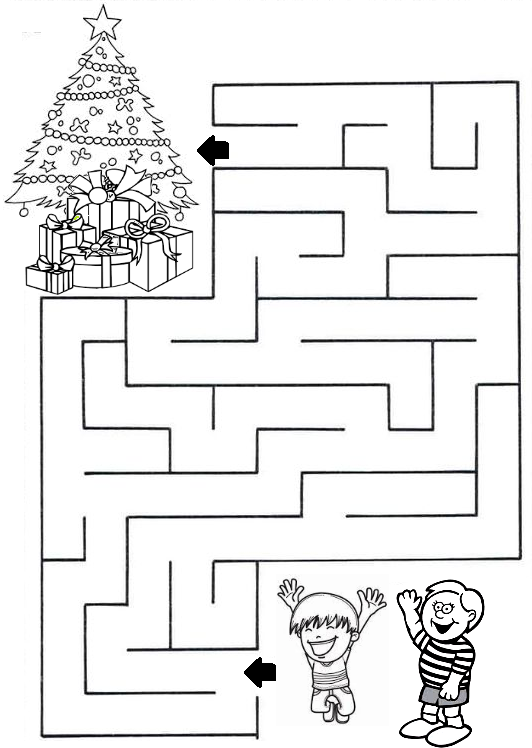 This is a free kindergarten Christmas maze worksheet.