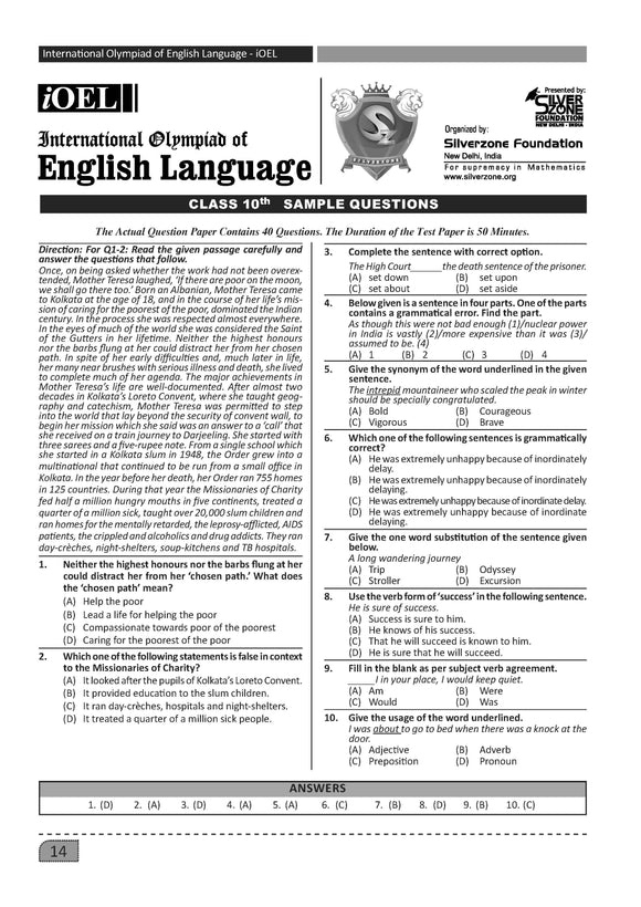 iOEL official sample question paper for Class 10