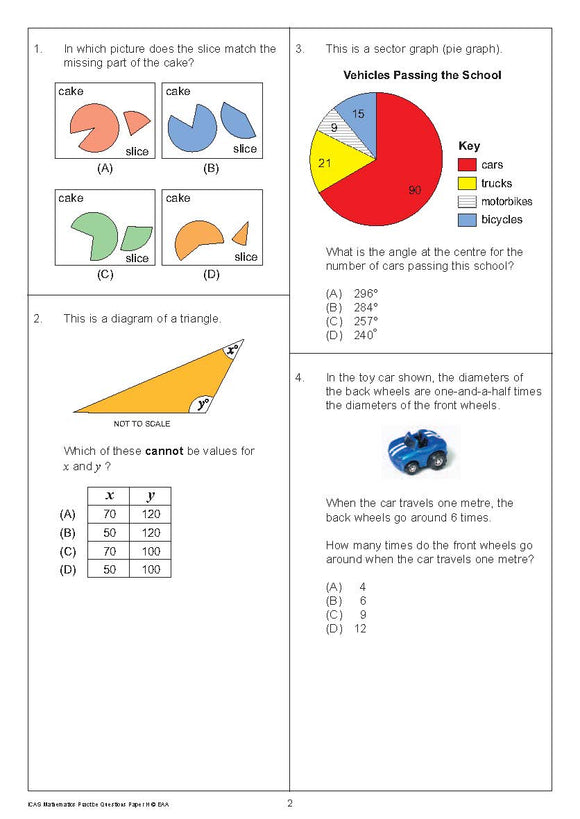 ICAS Maths official sample question paper for Class 10