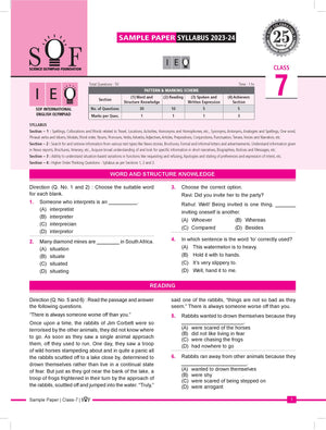 IEO Official sample question paper for Class 7