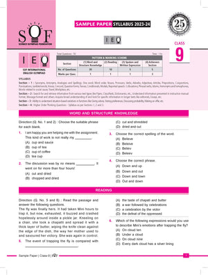 English Olympiad Class 9 - Sample question paper 03