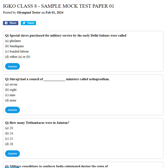 IGKO Class 8 - Sample mock test paper 01