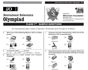 Cyber Olympiad for Class 1 - Sample question paper 02
