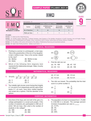 Official IMO Class 9 Sample model question paper