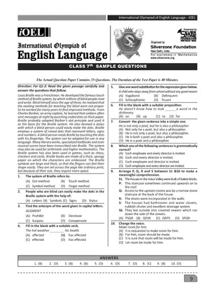 iOEL Official sample question paper for Class 7