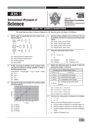 Science Olympiad Class 10 - Sample question paper 02