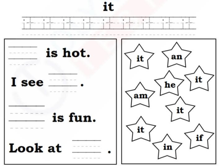 Fun with Sight Word 'It': Tracing, Writing, and Coloring Activities for Kindergarteners