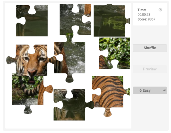 Online jigsaw puzzles for kids, Indochinese tiger