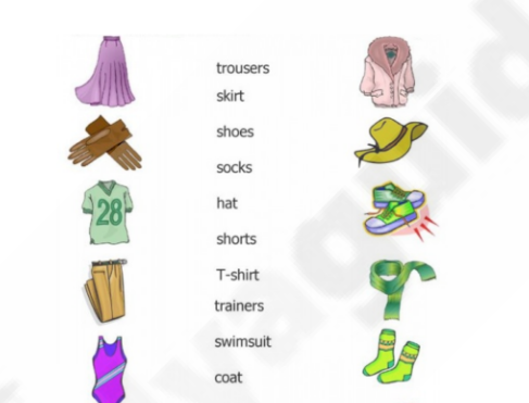 A worksheet featuring pictures of different articles of clothing, with lines connecting each item to its corresponding name on a list.