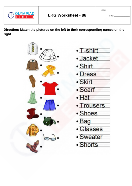 Free Science worksheets for Preschool - Clothing
