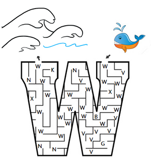 Kindergarten Maze Worksheets - Letter W