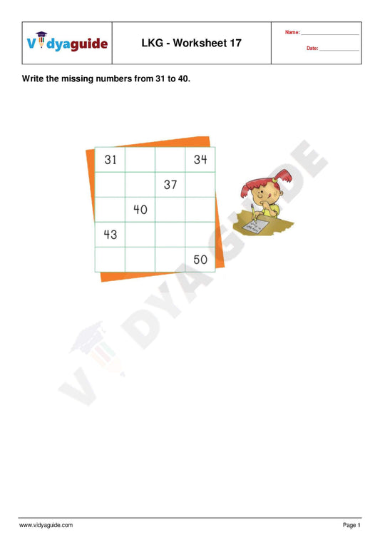 LKG Free printable practice worksheet - 17