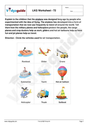 Printable Kindergarten PDF worksheet - LKG #72