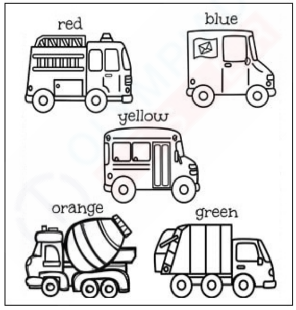 Coloring page of community vehicles for kindergarten