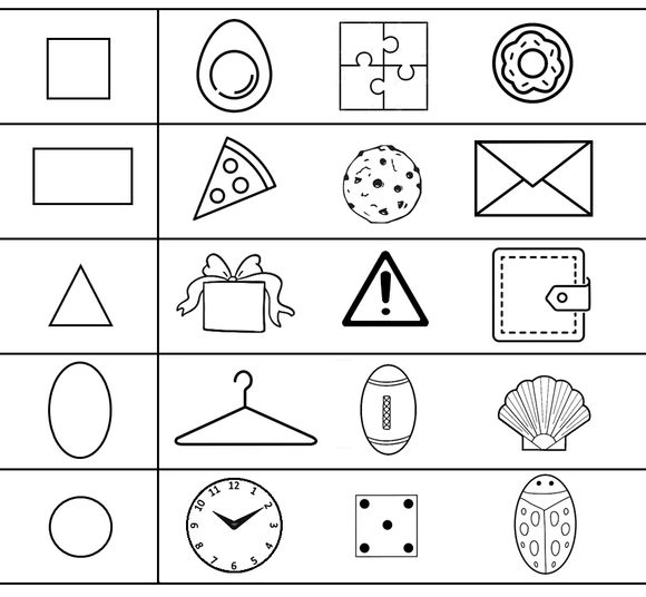 Download and print kindergarten math worksheets on shapes.