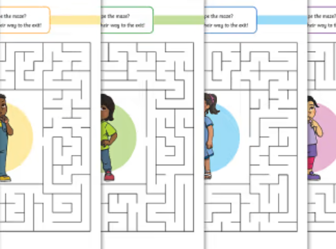 Printable Kindergarten Maze pdf worksheets - Set 01