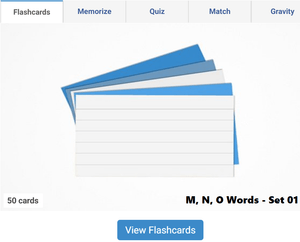 Online Flashcards to learn M Set 01