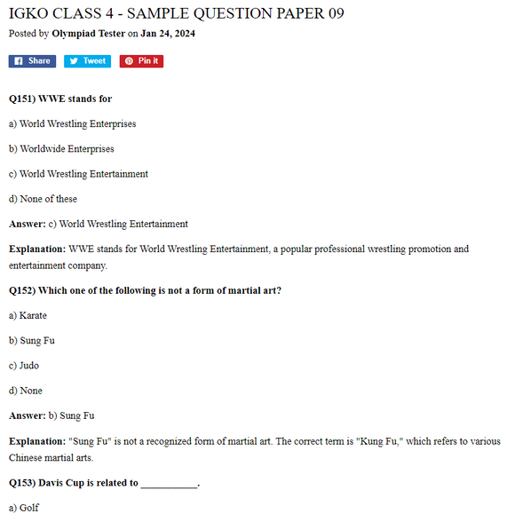 IGKO Class 4 - Sample question paper 09