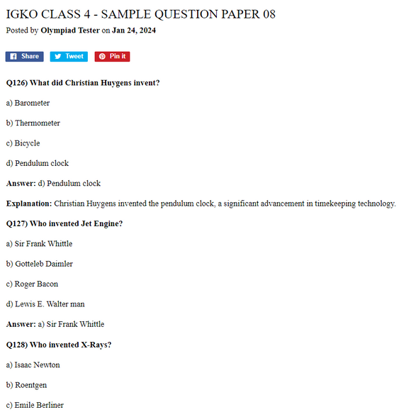 IGKO Class 4 - Sample question paper 08