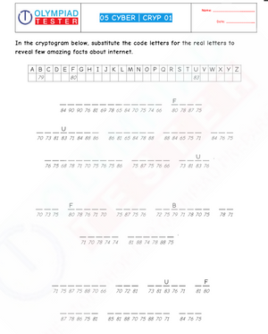 Cyber Olympiad Class 5 - Sample papers - Cryptograms