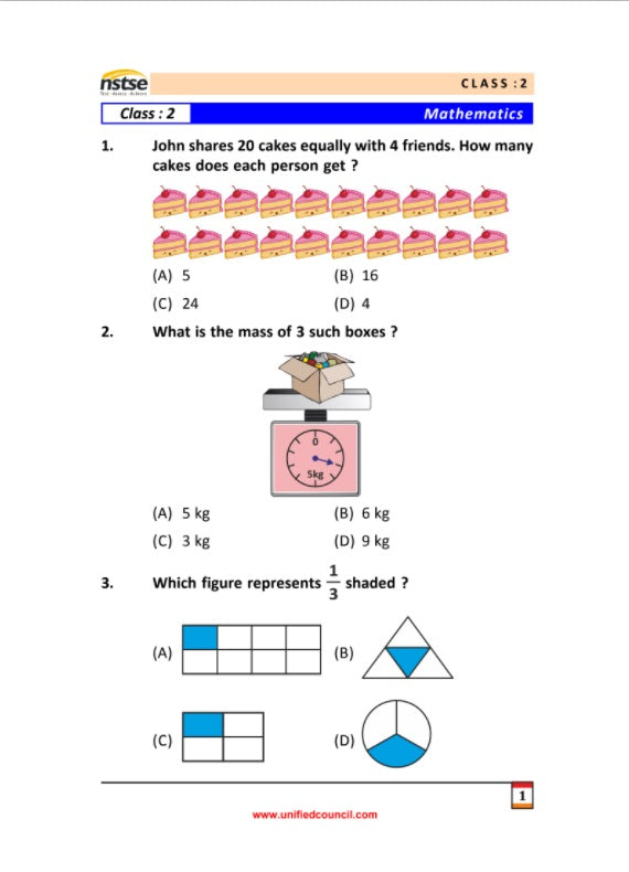 Download Class 2 NSTSE free sample paper along with syllabus and exam pattern as issued by U