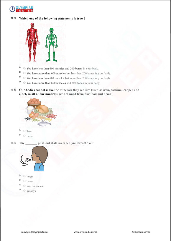 Class 2 Science HOTS - Human body - PDF Worksheet #10