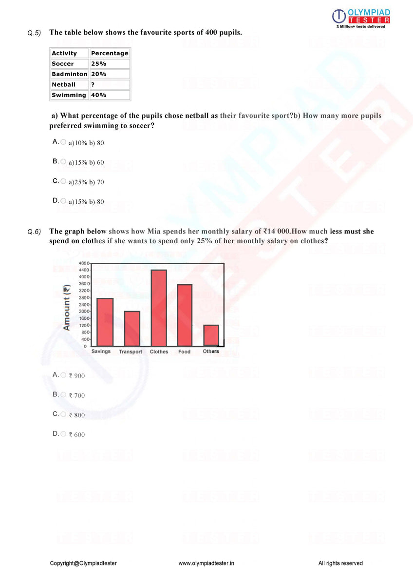 Class 7 Maths HOTS - Data handling - PDF Worksheet 04 | Olympiad tester