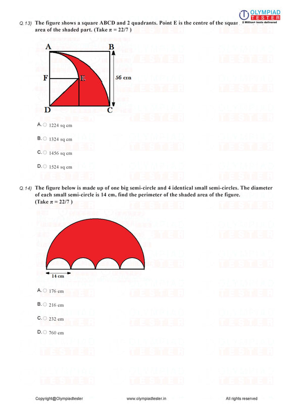 Class 7 Maths - Perimeter and area - PDF Worksheet 06