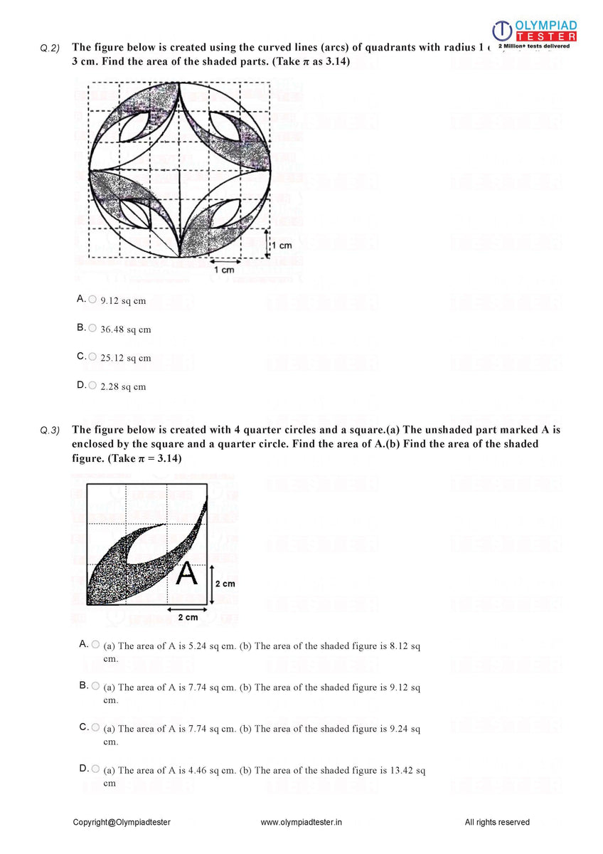 Class 7 Maths - Perimeter and Area - Worksheet 08 | Olympiad tester