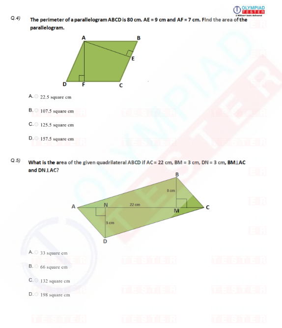Class 7 Maths - Perimeter and area - PDF Worksheet 02