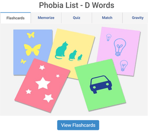 Phobia words starting with D - Online flashcards