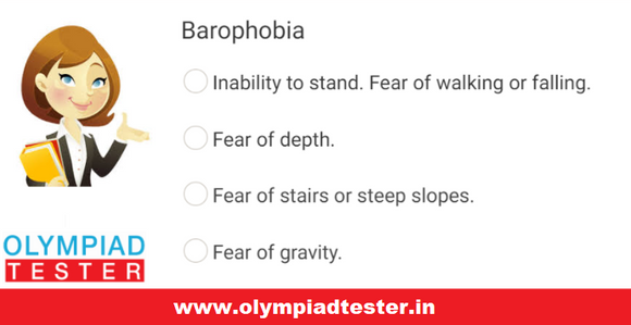 Phobia word for the day is Barophobia. In the MCQ question, you are given four options. 