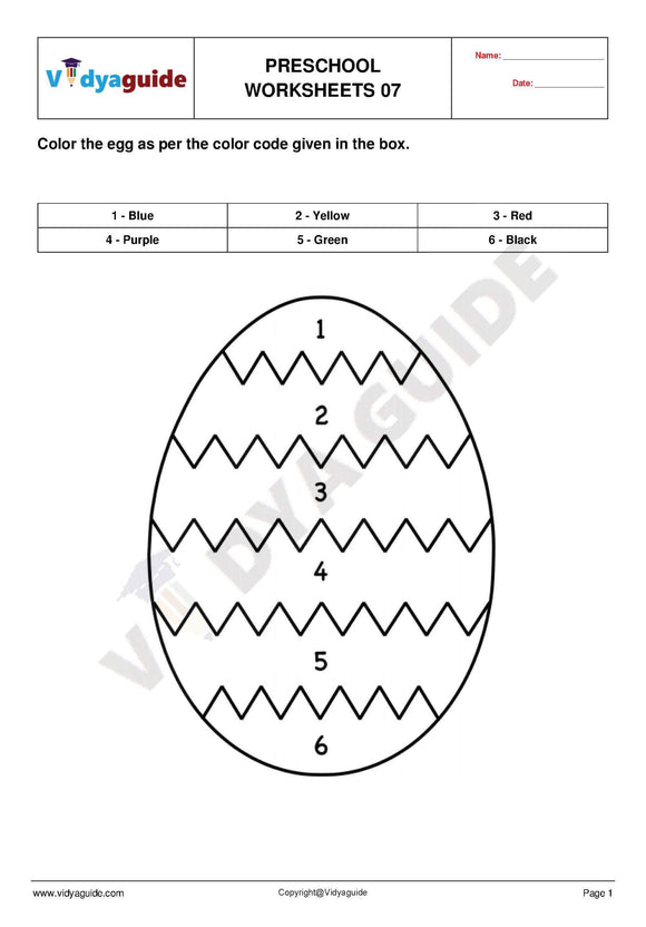 Free Printable Preschool worksheet - 7