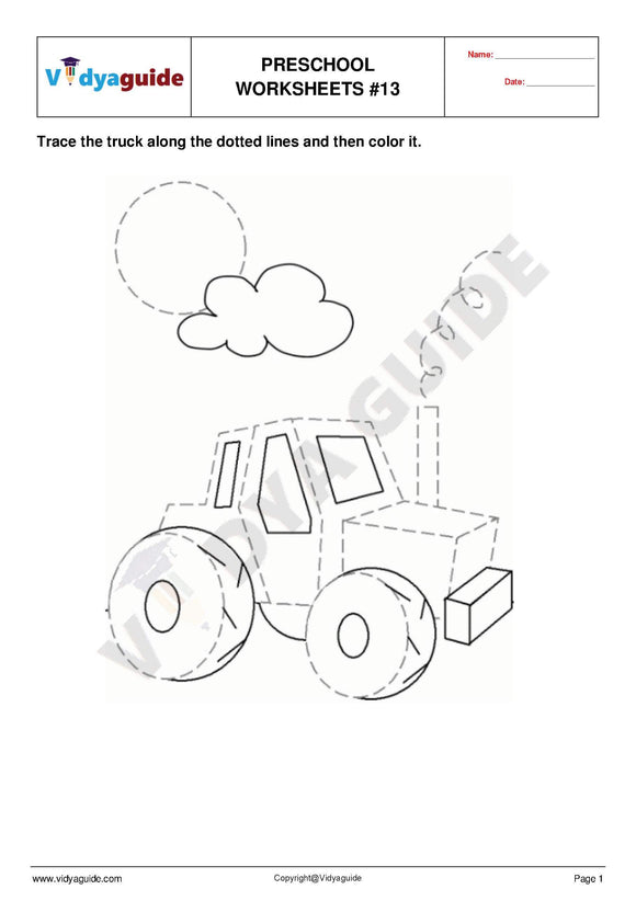 Free printable Preschool tracing worksheet - 13