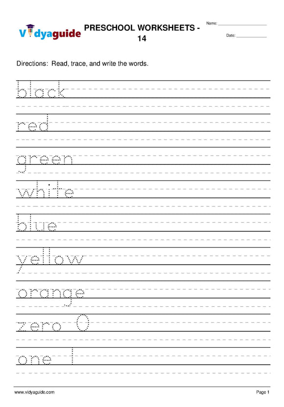Free printable Preschool tracing worksheet - 14