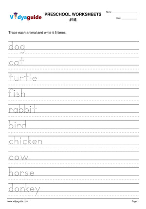 Free printable Preschool tracing worksheet - 15