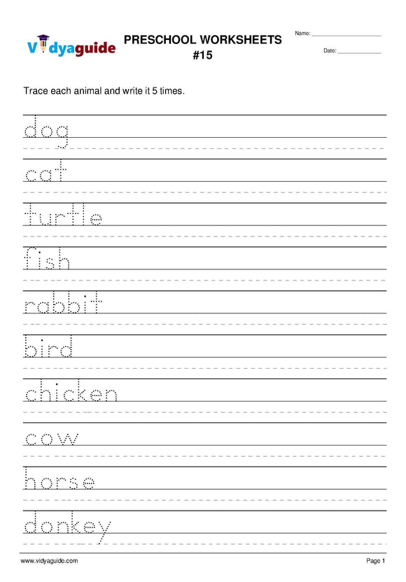 Free printable Preschool tracing worksheet - 15