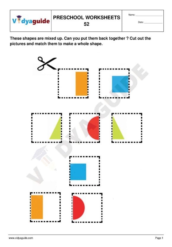 Free Printable Preschool worksheet - 52
