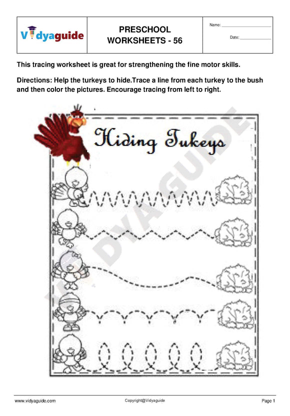 Free Printable Preschool worksheet - 56