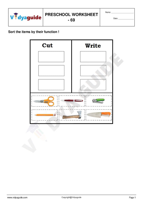 Download free printable Preschool worksheet - 69