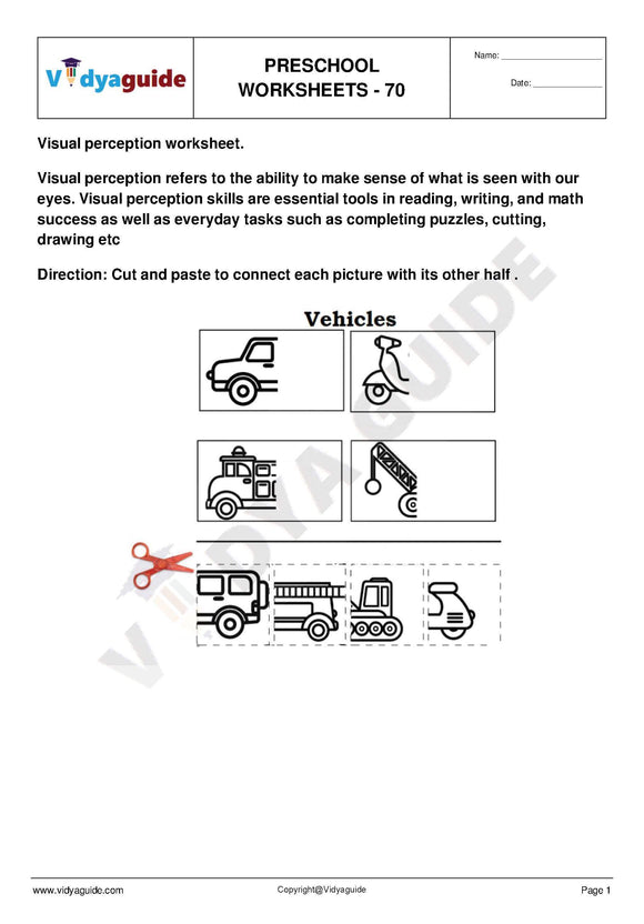 Download free printable Preschool worksheet - 70
